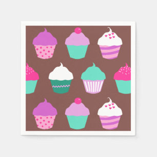 Papel guardanapo de aniversário de cupcakes