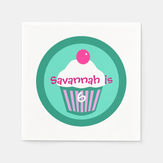 Papel guardanapo de aniversário de cupcakes (Frente)