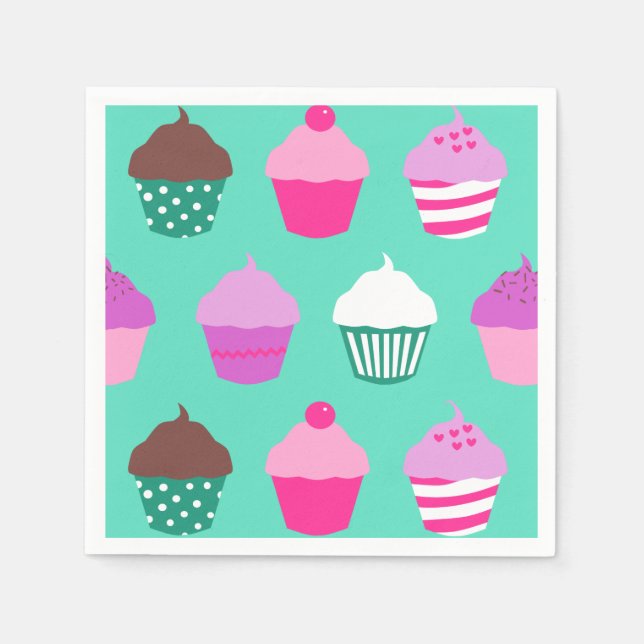 Papel guardanapo de aniversário de cupcakes (Frente)