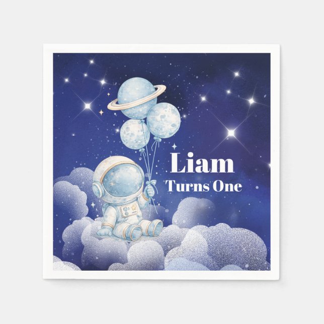 Papel Guardanapo de aniversário personalizado de astrona (Frente)