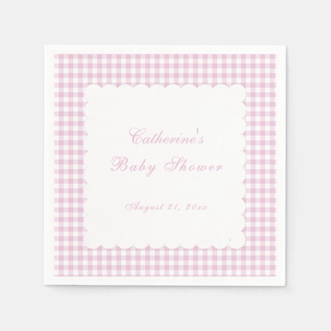 Papel Guardanapo de babá de xadrez rosa clássico (Frente)