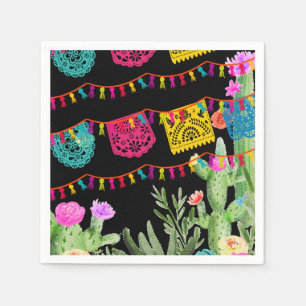 Papel Guardanapo de Banners Mexicanos Florais Cactus Fie