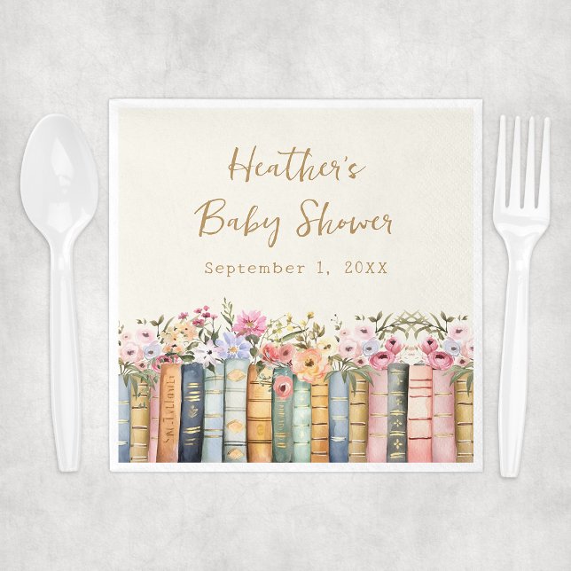 Papel Guardanapo de Bebê Livro (Wildflower Books Baby Shower Napkin by Painted Paperie
)