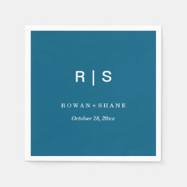 Papel Guardanapo de casamento azul elegante com monogram
