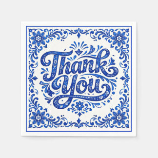 Papel Guardanapo de casamento Azul & Limone Thank You