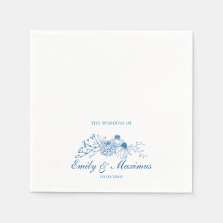 Papel Guardanapo de casamento clássico floral azul e bra