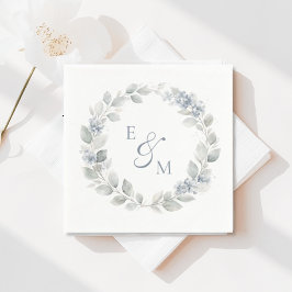 Papel Guardanapo de casamento com coroa floral azul clar