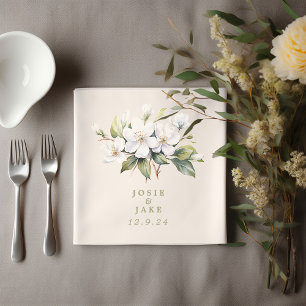 Papel Guardanapo de casamento com flor de maçã branca