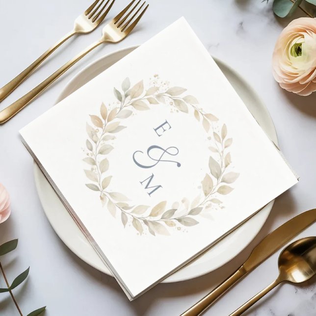Papel Guardanapo de casamento com monograma de coroa neu (Criador carregado)