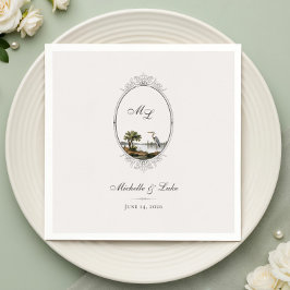 Papel Guardanapo de casamento com monograma em estilo fr