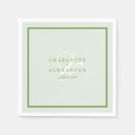 Papel Guardanapo de casamento com monograma em verde mus