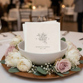 Papel Guardanapo de casamento com monograma rosa clássic