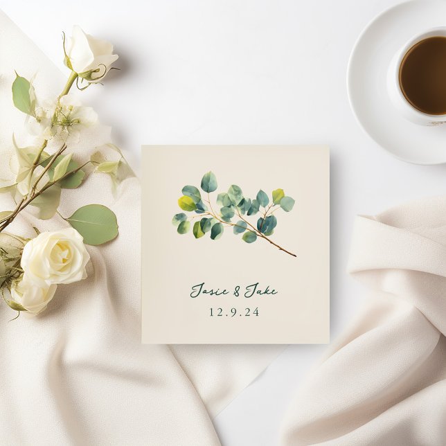 Papel Guardanapo de casamento com ramo de eucalipto (Eucalyptus branch wedding napkin)
