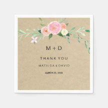 Guardanapo de casamento de agradecimento floral Bo