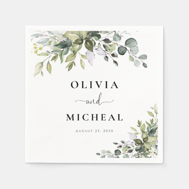 Papel Guardanapo de Casamento de Eucalipto (Frente)