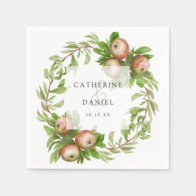 Papel guardanapo de casamento de maçã d'água (Frente)