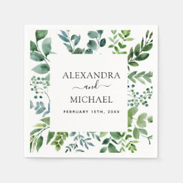 Papel Guardanapo de casamento em aquarela com folhagem v