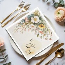 Guardanapo de casamento floral amarelo manteiga