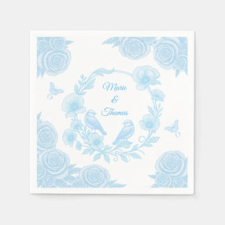 Papel Guardanapo de casamento floral azul 💙 Nomes perso