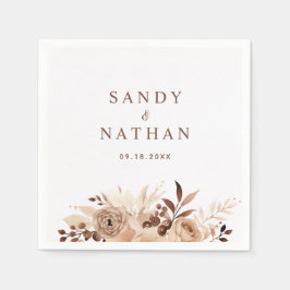 Papel Guardanapo de casamento floral boho bege
