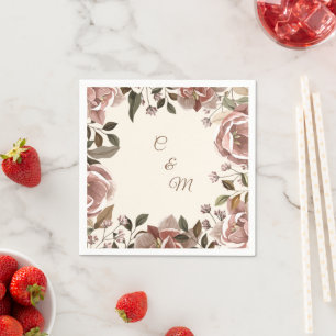 Papel Guardanapo de casamento floral rosa empoeirado