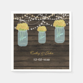 Papel guardanapo de casamento masonjar de flores amarela