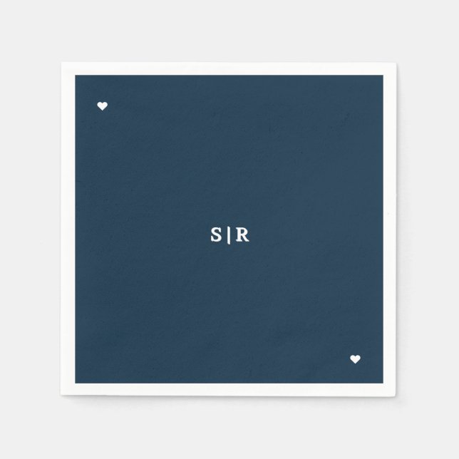 Papel Guardanapo de casamento minimalista navy  (Frente)