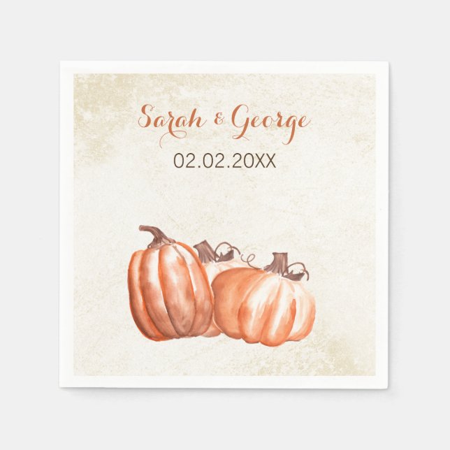 Papel guardanapo de Casamento outono aquarela (Frente)
