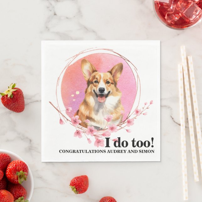 Papel Guardanapo de casamento Pembroke Welsh Corgi com f (Insitu)