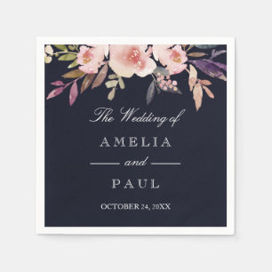Papel Guardanapo de casamento Peônias em aquarela rosa N