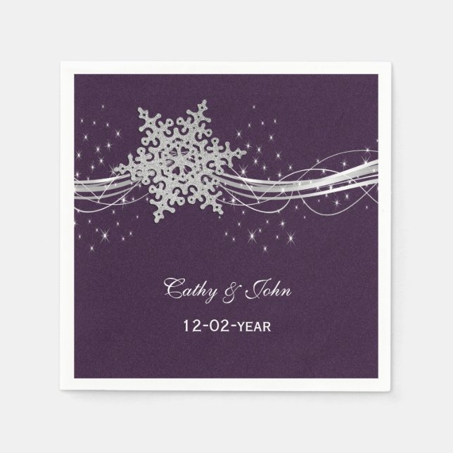 Papel guardanapo de casamento personalizado de prata rox (Frente)
