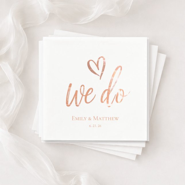 Papel Guardanapo de Casamento Rose Gold We Do (Criador carregado)