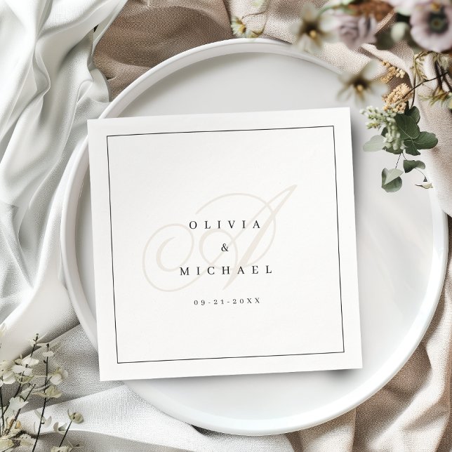 Papel Guardanapo de casamento vintage com caligrafia clá (Elegant classic calligraphy vintage wedding napkin)