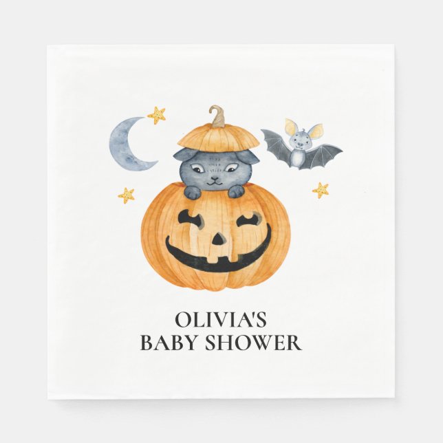 Papel Guardanapo de Chá de Bebê Abóbora de Halloween Jac (Frente)