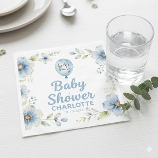 Papel Guardanapo de Churrasco de Floral Azul Elegante co