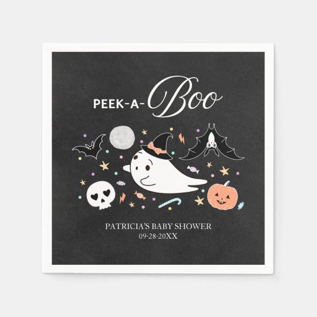 Papel Guardanapo de Chuveiro de Bebê Menino de Halloween (Frente)