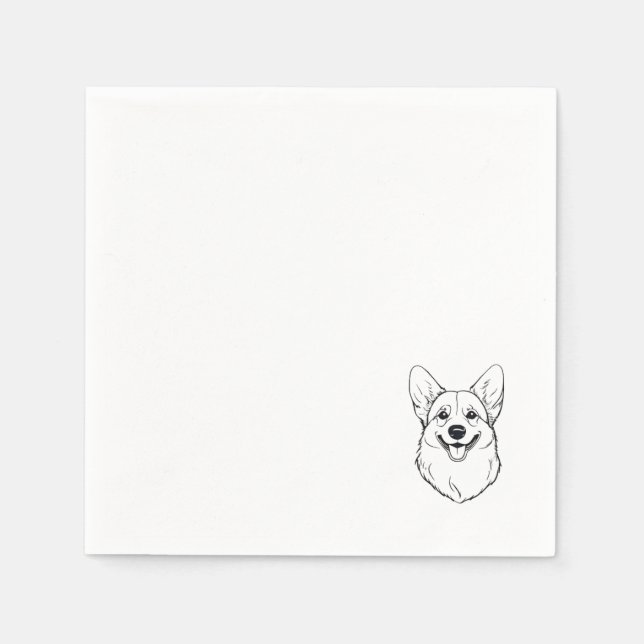 Papel Guardanapo de Cocktail Corgi (Frente)