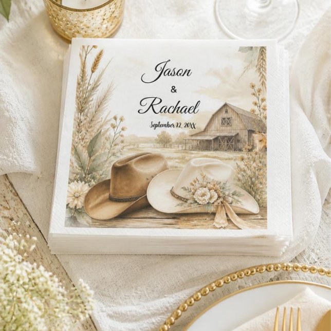 Papel Guardanapo de Cocktail de Casamento de Chapéu de C (Criador carregado)