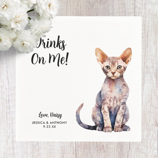 Papel Guardanapo de Cocktail de Casamento de Gato (Criador carregado)