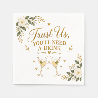 Papel Guardanapo de Cocktail de Casamento Engraçado e El