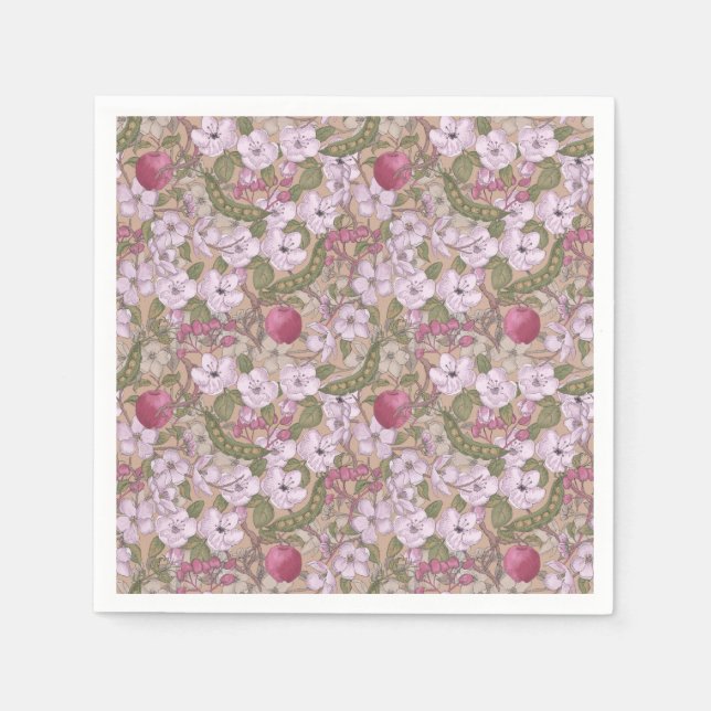 Papel Guardanapo de cocktail de casamento - Flor de maçã (Frente)