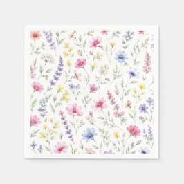 Papel Guardanapo de Cocktail de Flor Silvestre Aquarela