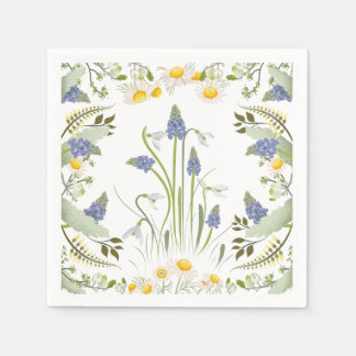 Papel Guardanapo de Cocktail de Flores de Verão