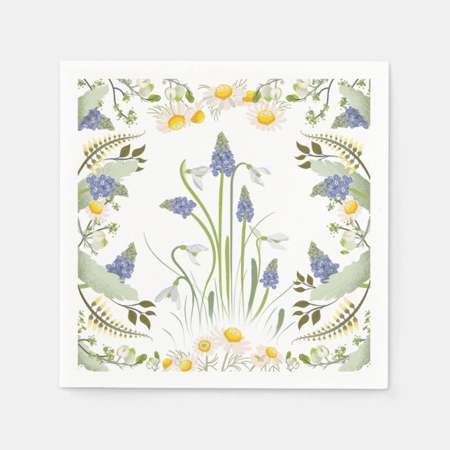 Papel Guardanapo de Cocktail de Flores de Verão (Frente)