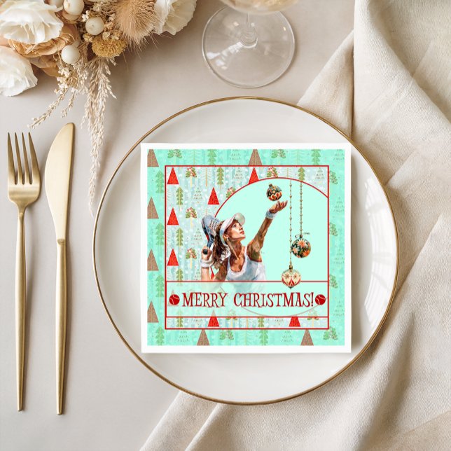 Papel Guardanapo de Cocktail de Padel – Natal Retro de P (Criador carregado)