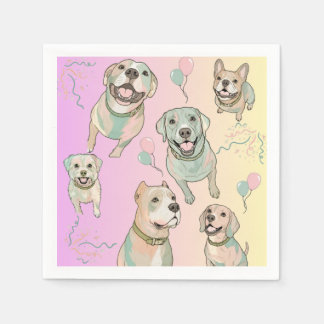 Papel Guardanapo de Cocktail de Raças de Cães Fofos Past