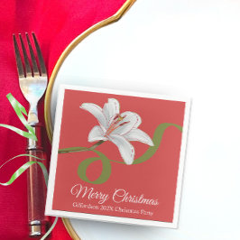 Papel Guardanapo de Cocktail Natal Vermelho Floral Nome