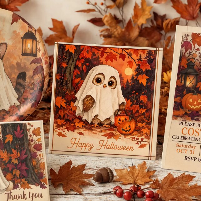 Papel Guardanapo de Fantasia de Coruja Fofa Fantasma par (Criador carregado)