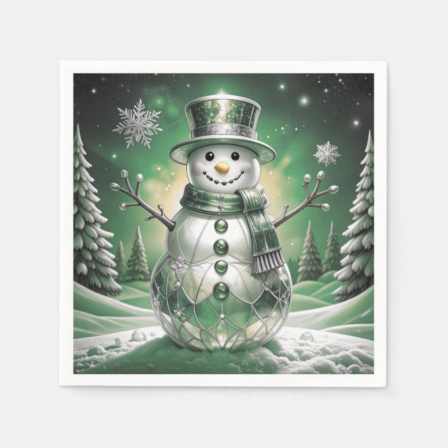 Papel Guardanapo de Férias de Flocos de Neve de Boneco d (Frente)