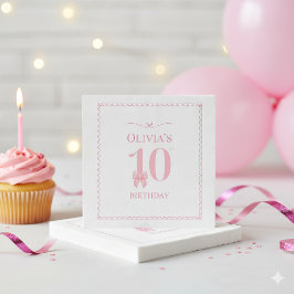 Papel Guardanapo de festa com laço rosa para menina de 1